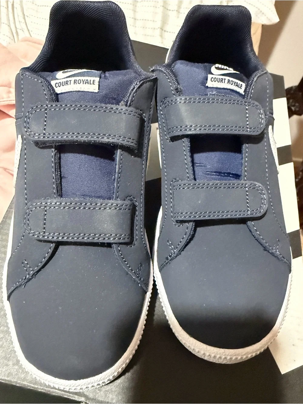 Nike Court Royale Kids' Navy and White Court Shoes NWOB